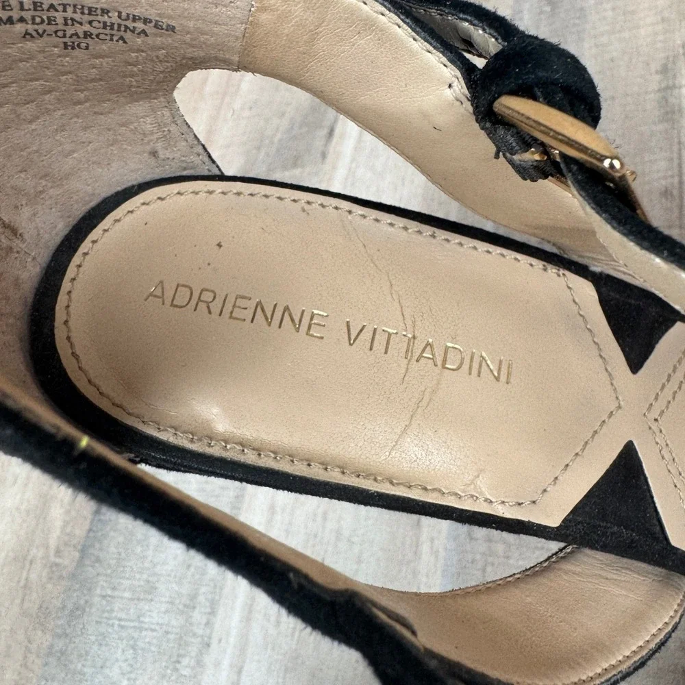 Adrienne Vittadini Women's 9 Black Strappy Heels 4